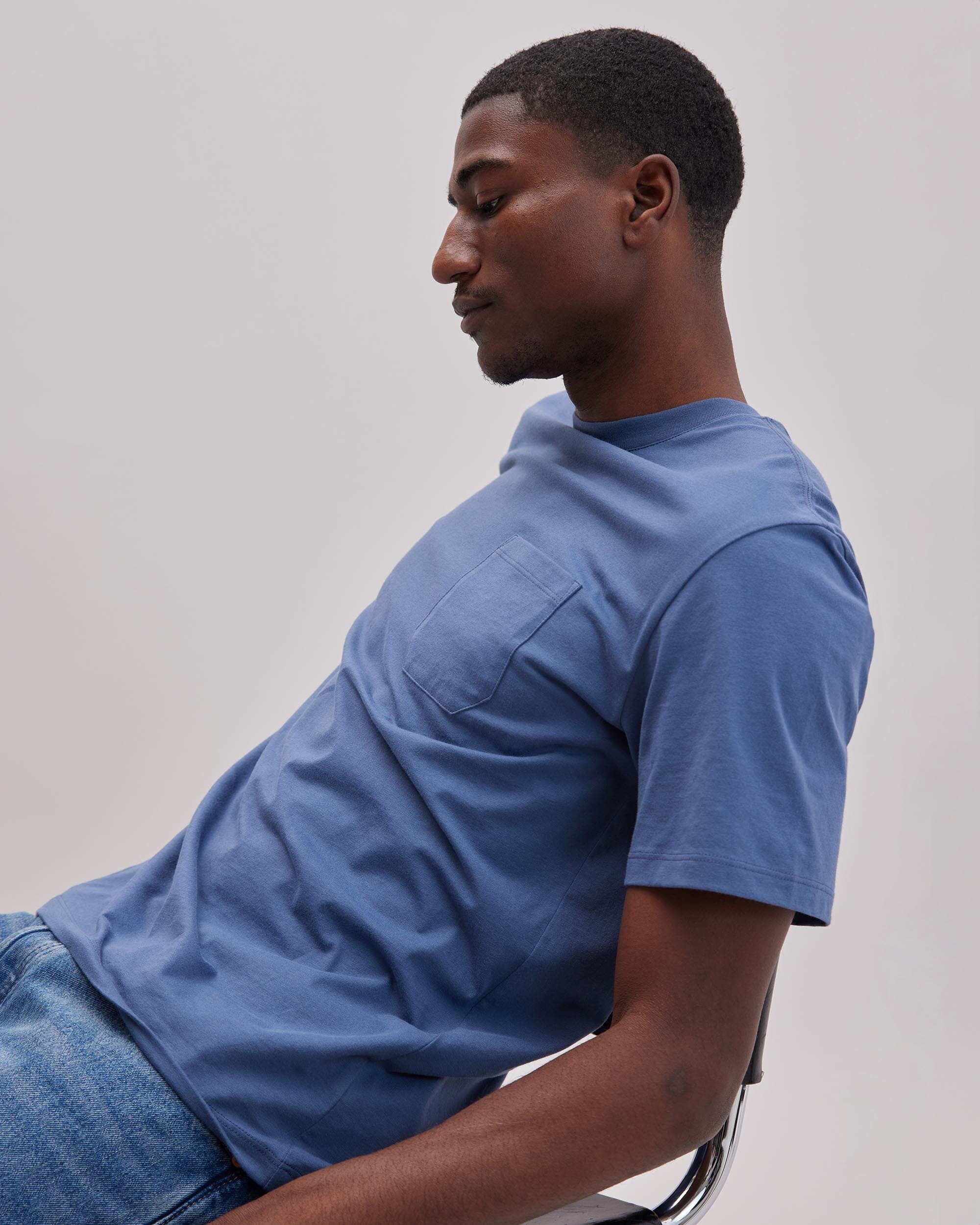 Andie Swim - Mens Pima Pocket Tee - Pima Cotton Jersey - Vintage Indigo - VINTAGE INDIGO