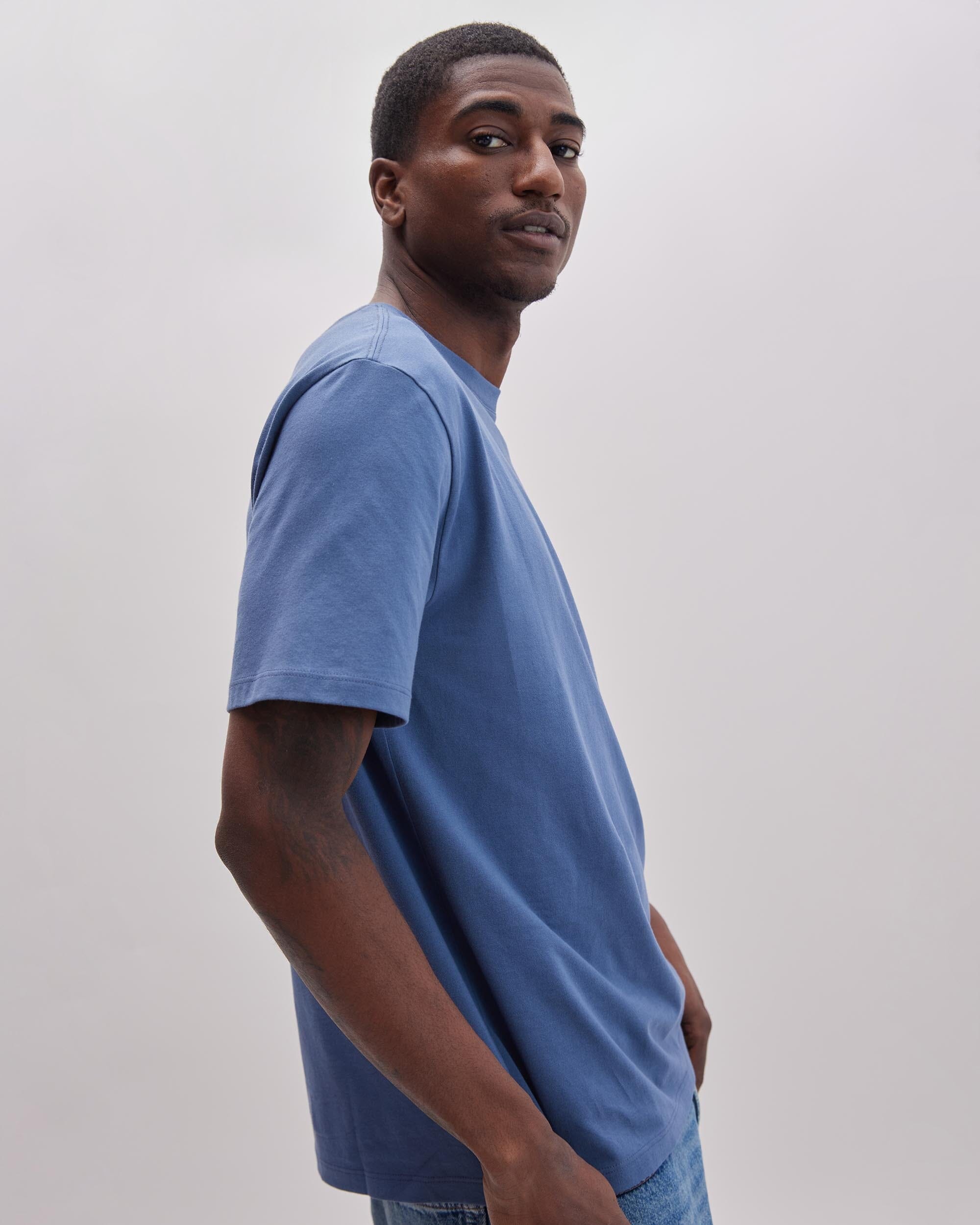 Andie Swim - Mens Pima Pocket Tee - Pima Cotton Jersey - Vintage Indigo -