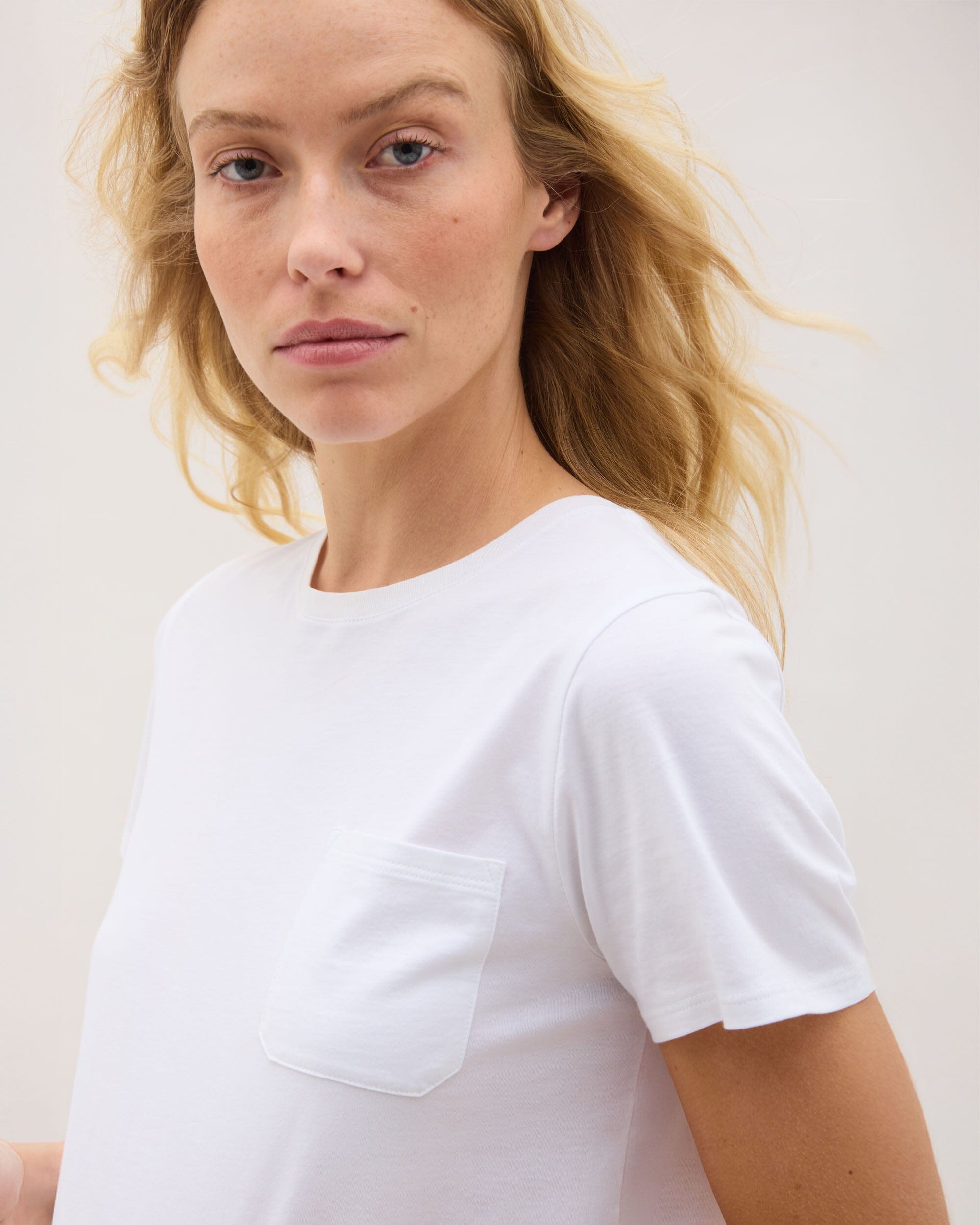 Andie Swim - Womens Pima Boxy Crop Tee - Pima Cotton Jersey - White -