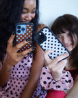 Supporting Image 02 Polka Dots Brown and Blue iPhone Case
