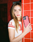 Wildflower - Gingham Hearts - Red iPhone Case -