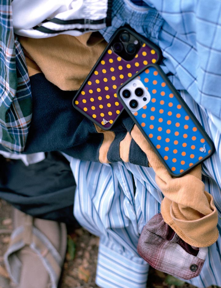 Supporting Image 03 Polka Dot Purple and Yellow iPhone Case