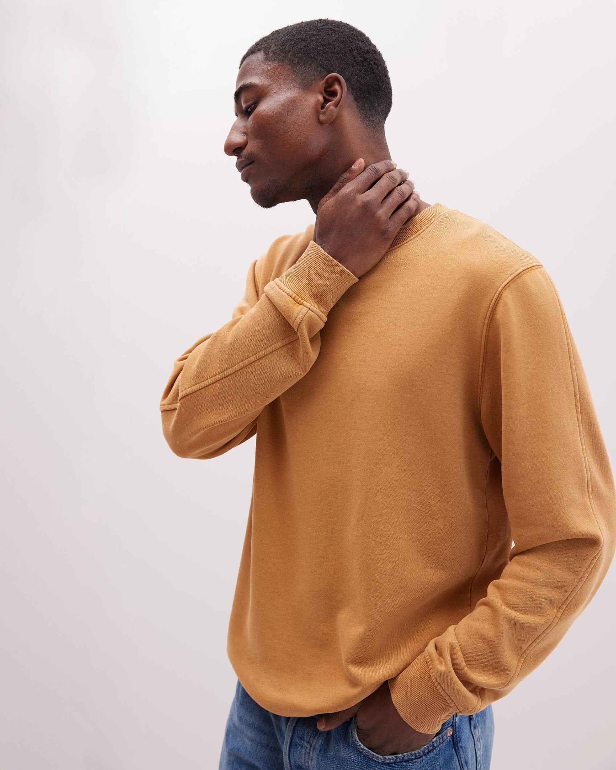 Andie Swim - Mens Recycled Fleece Sweatshirt - Recycled Fleece - Mineral Gold Spice - MINERAL GOLD SPICE