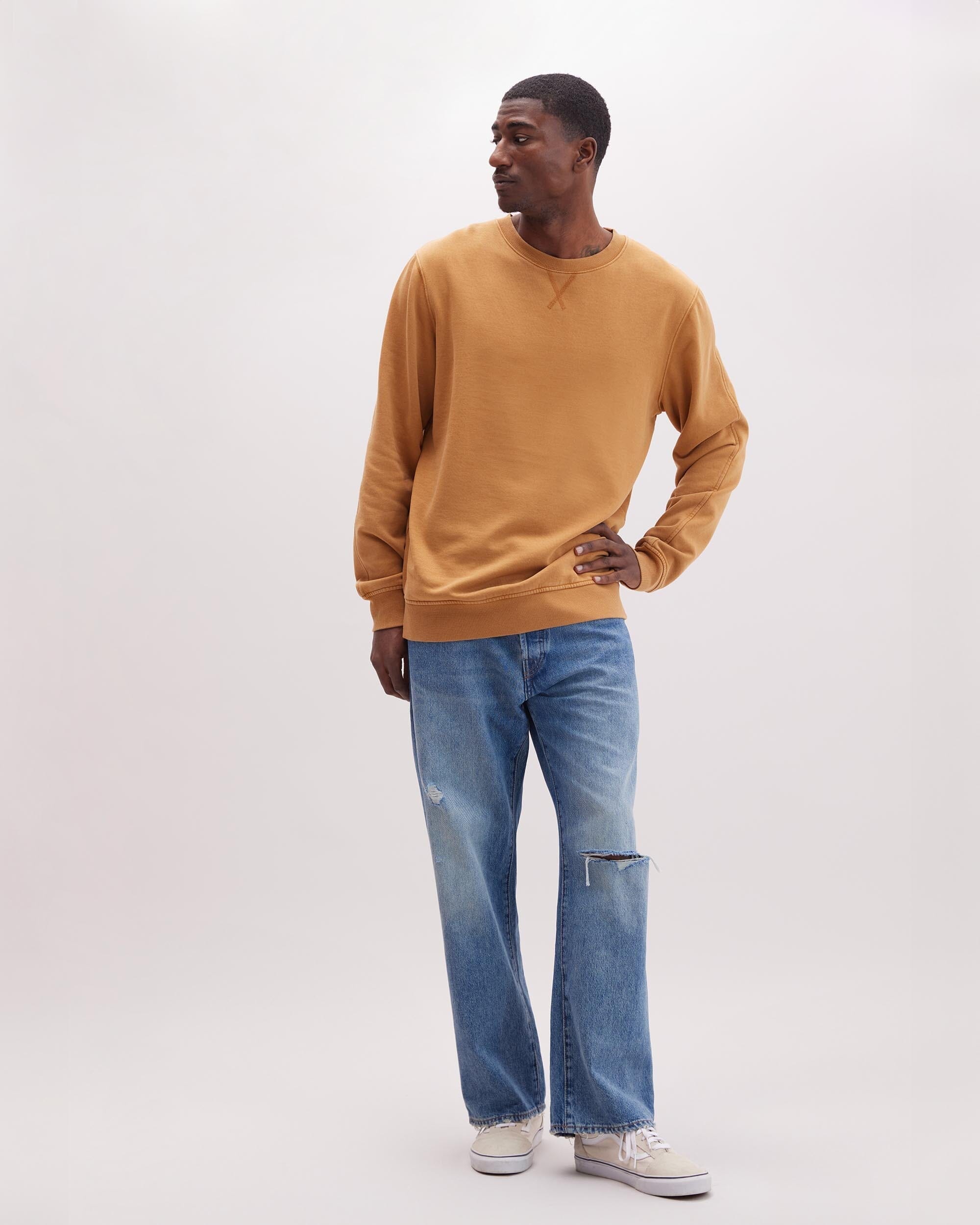 Andie Swim - Mens Recycled Fleece Sweatshirt - Recycled Fleece - Mineral Gold Spice -