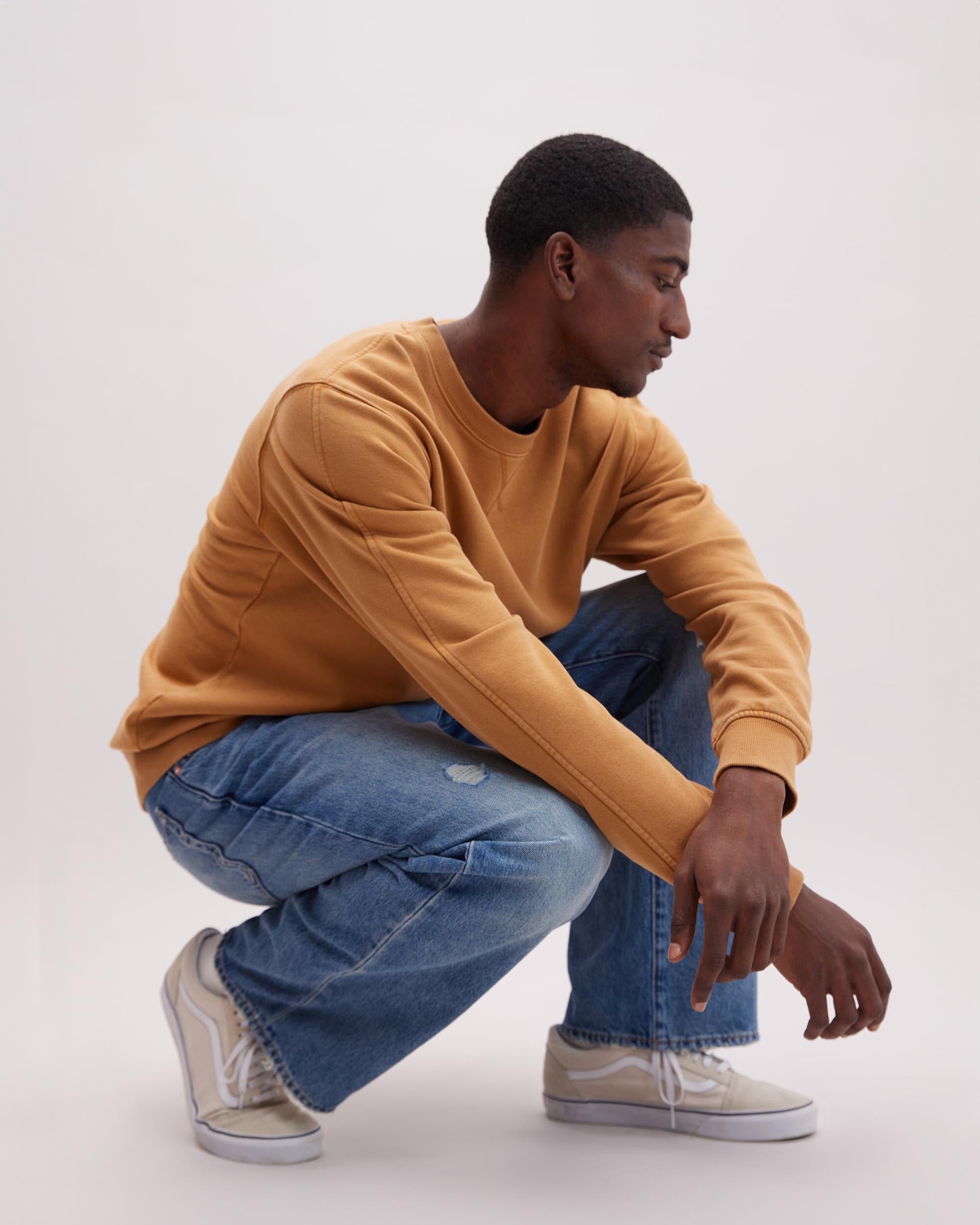 Andie Swim - Mens Recycled Fleece Sweatshirt - Recycled Fleece - Mineral Gold Spice -