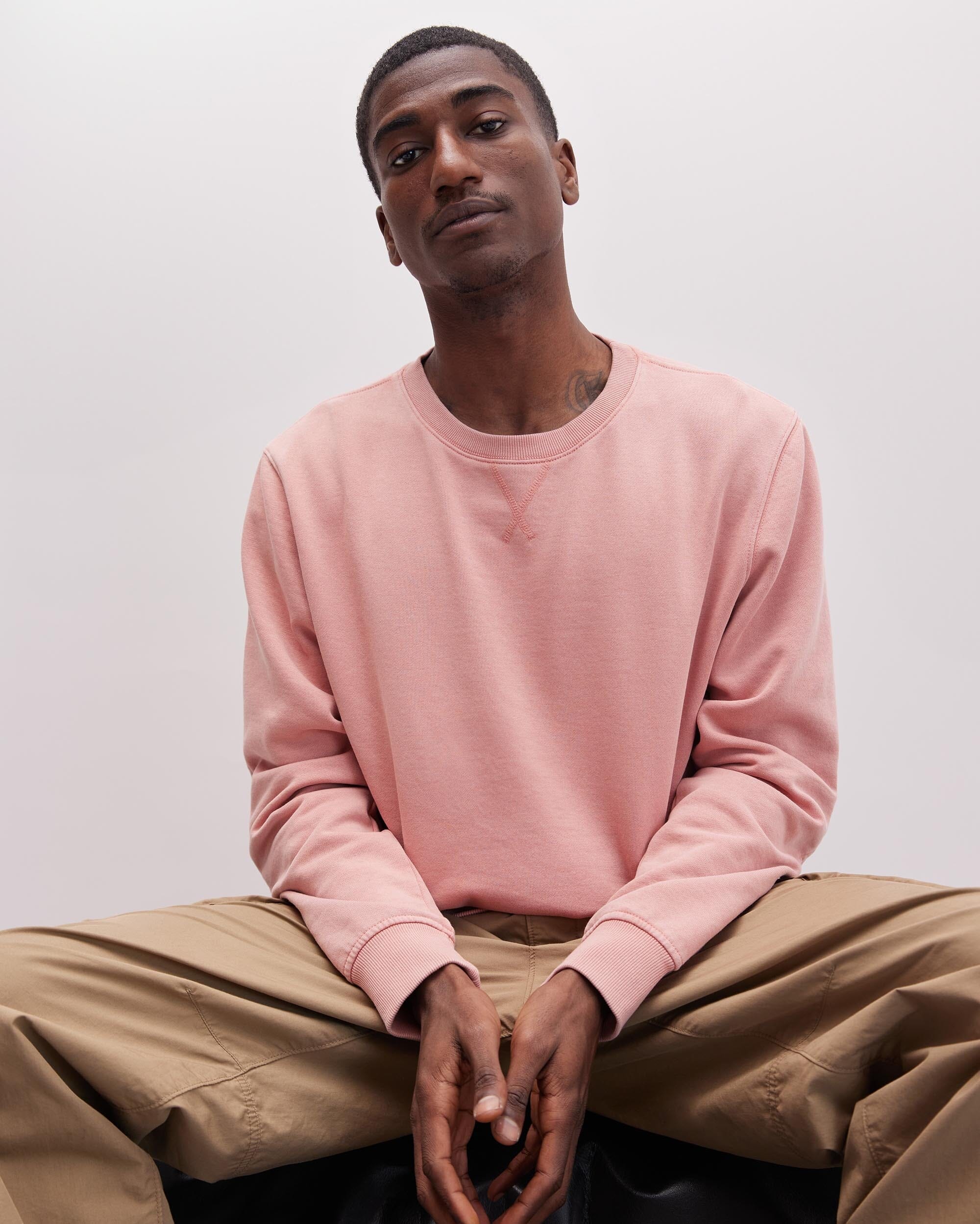 Andie Swim - Mens Recycled Fleece Sweatshirt - Recycled Fleece - Mineral Pink Sands - MINERAL PINK SANDS