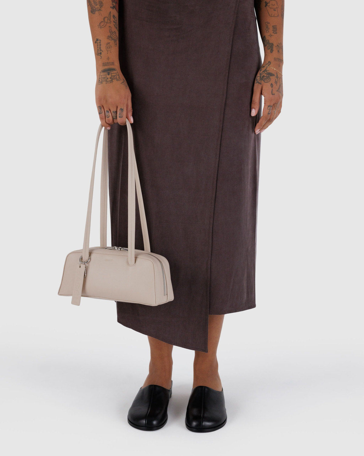 Baggu - Small Recycled Leather Bowler Bag - Stone -