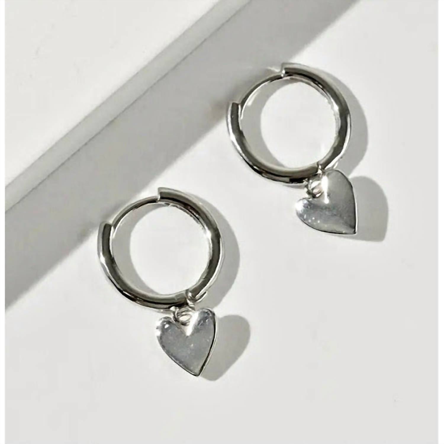 Heart Huggie Charm Earrings