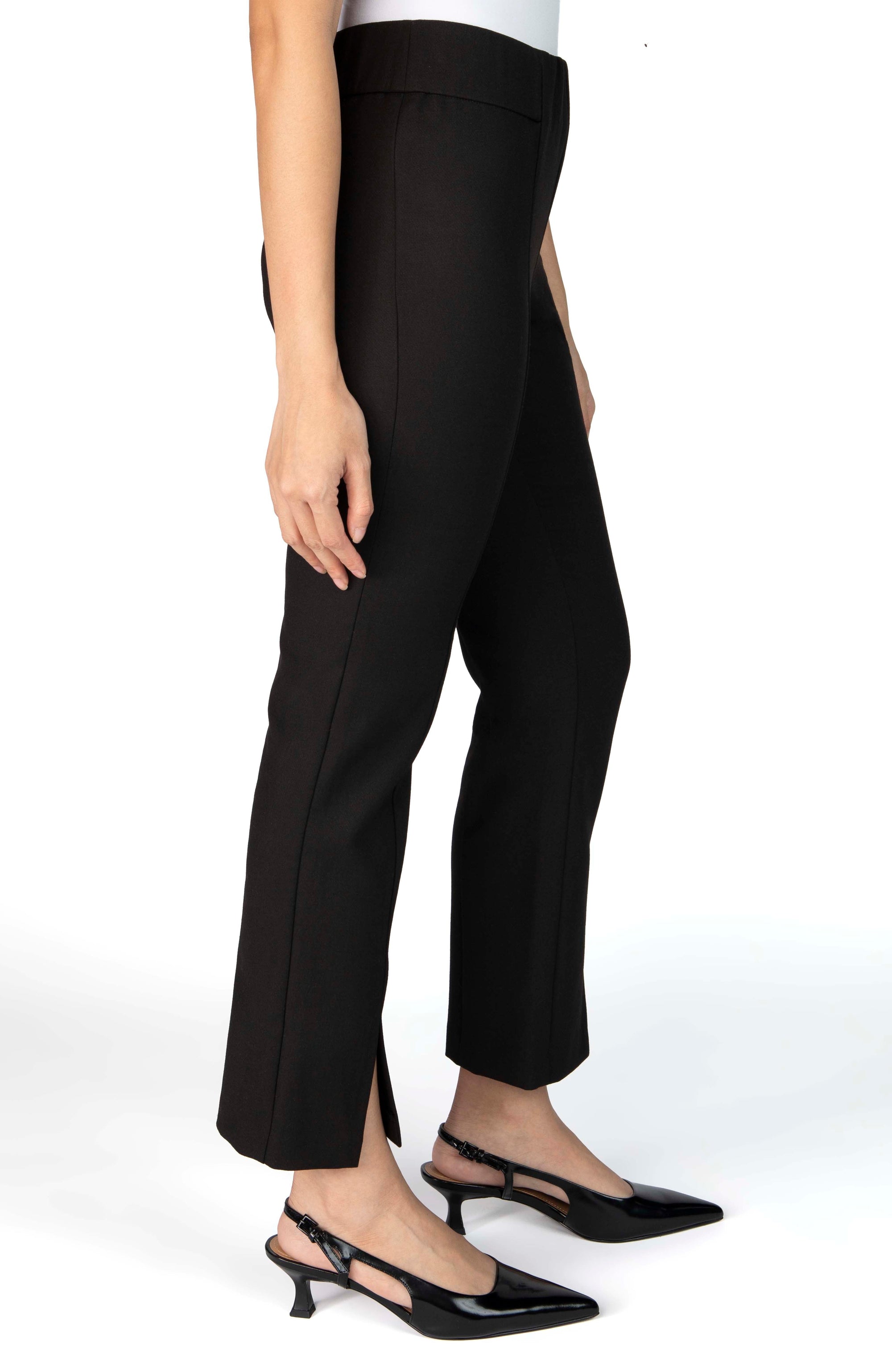 Nelle Atelier - The Phillip Petite High Waisted Slit Pant - Onyx -