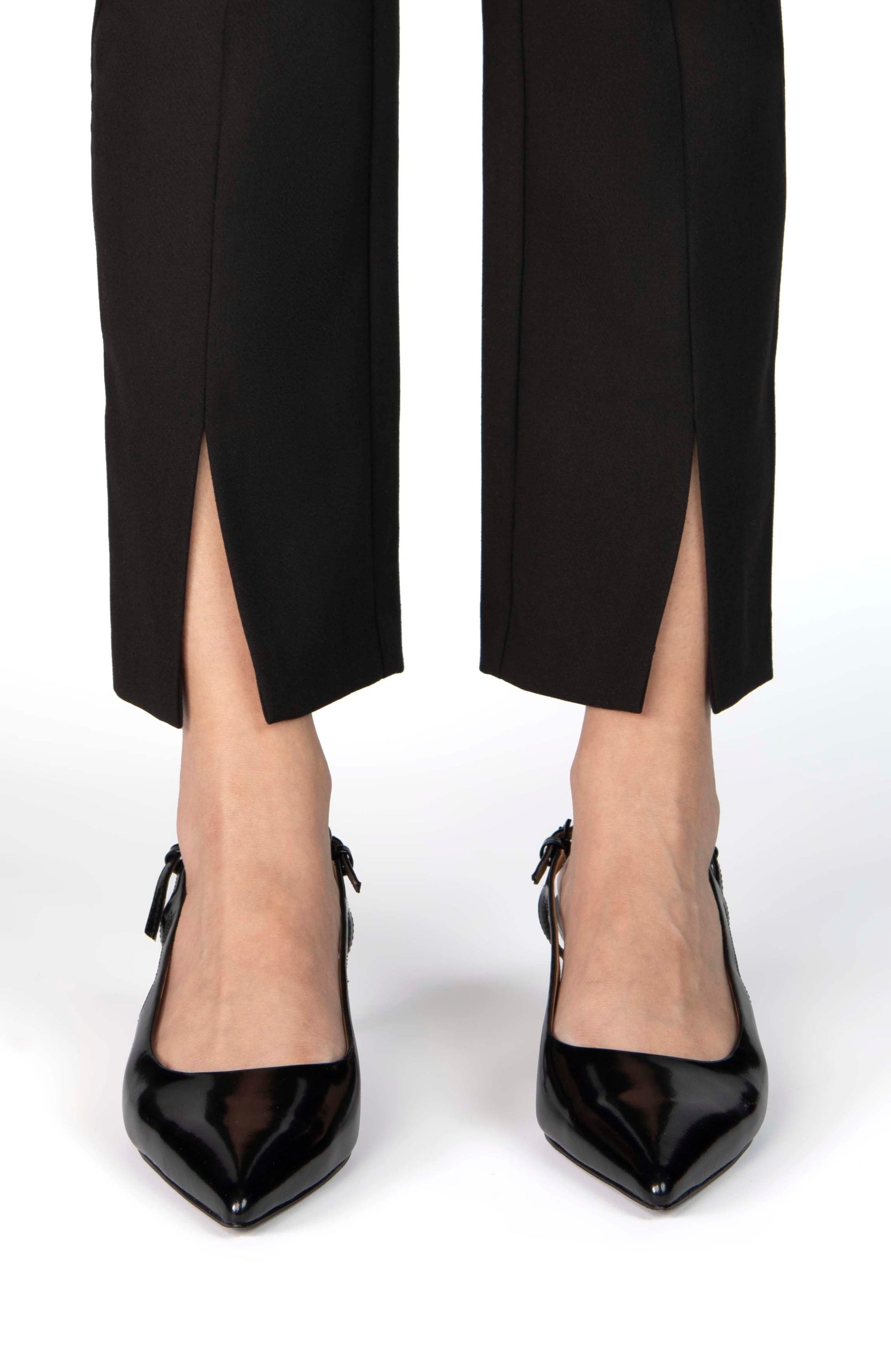 Nelle Atelier - The Phillip Petite High Waisted Slit Pant - Onyx -