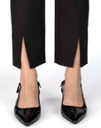 Nelle Atelier - The Phillip Petite High Waisted Slit Pant - Onyx -