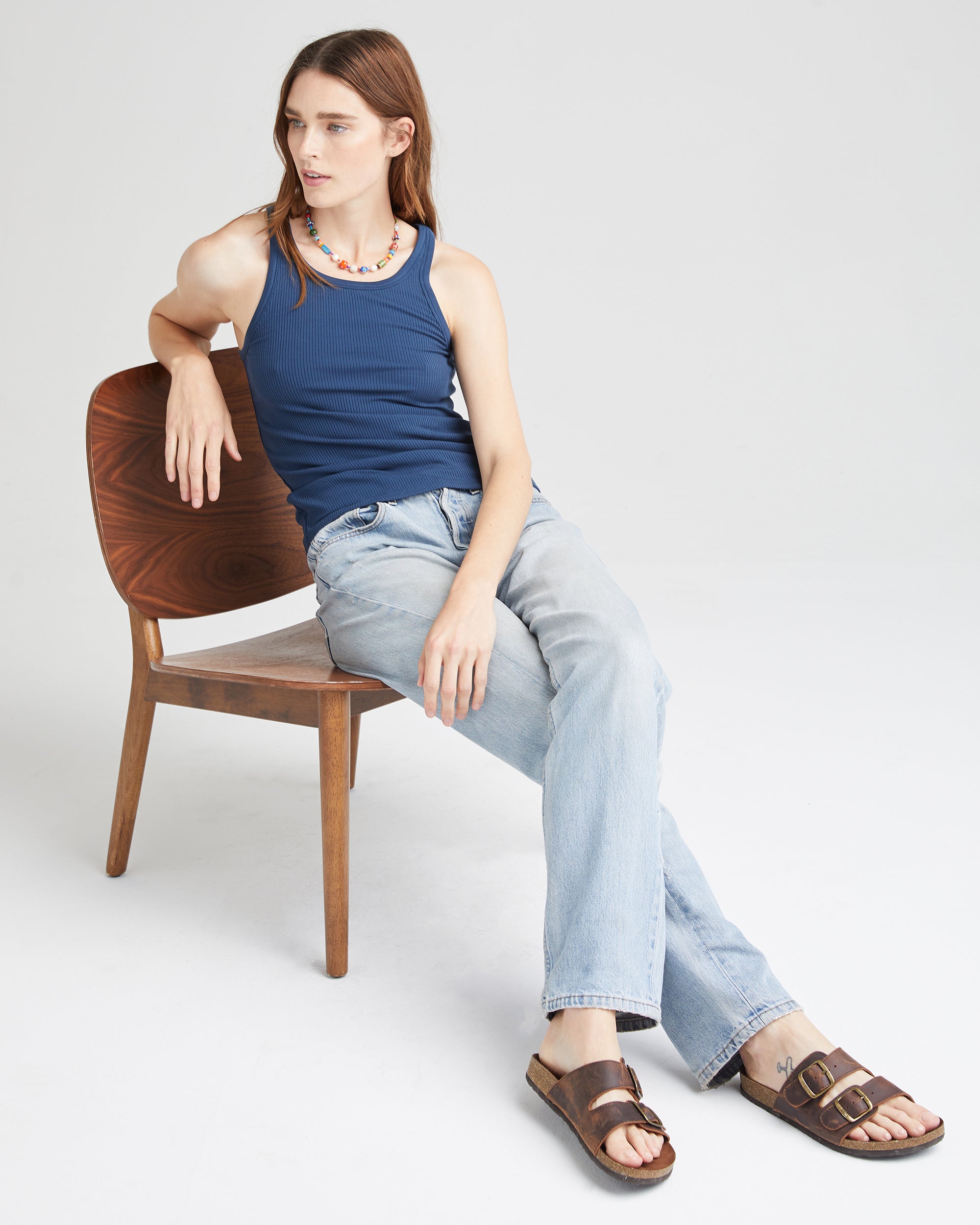 Andie Swim - Womens Vintage Rib Tank - Lyocell Rib Knit - Moonlit Ocean - MOONLIT OCEAN