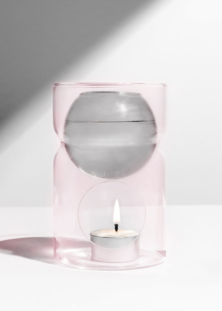 Fazeek - Oil Burner & Tea Light Candle - Smoke & Pink -