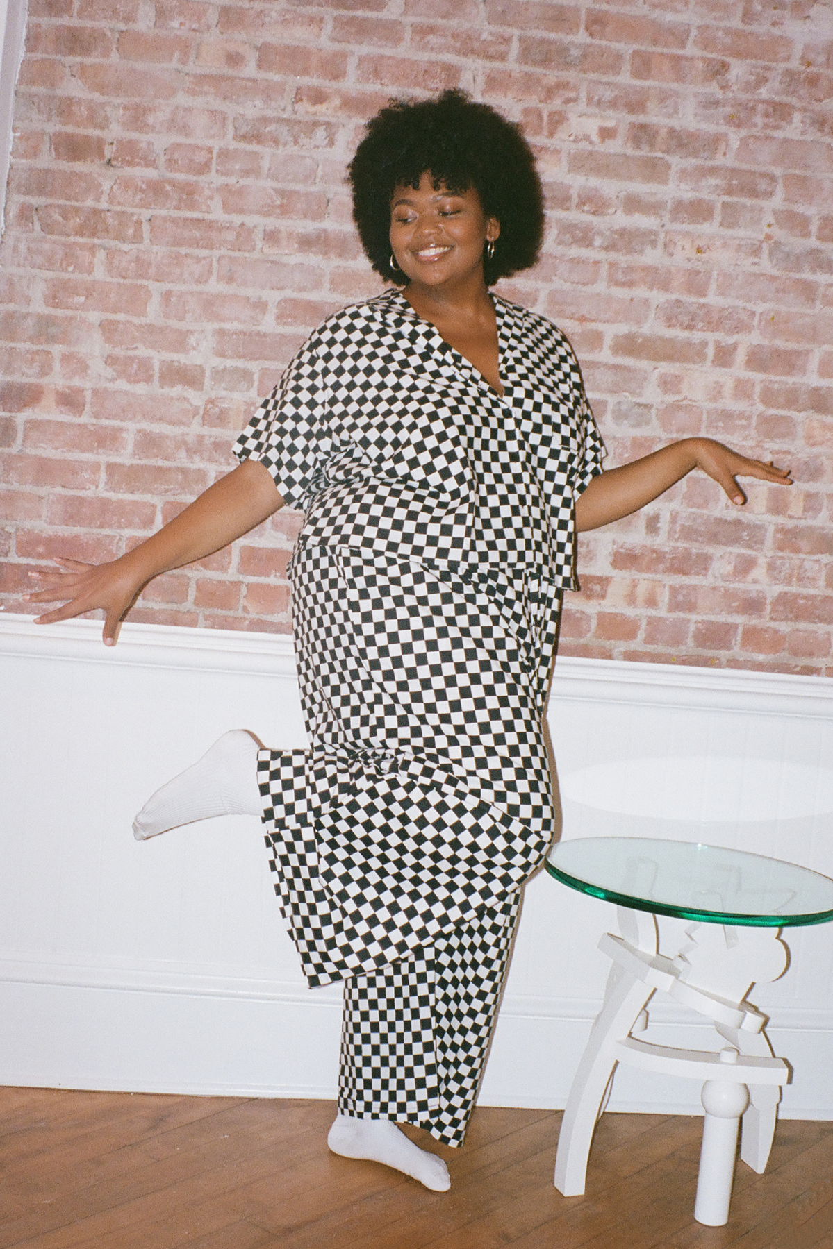 WRAY - Lounge Top - Black Check -