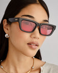 Le Specs - Le Castle Sunglasses - Black/Crimson -
