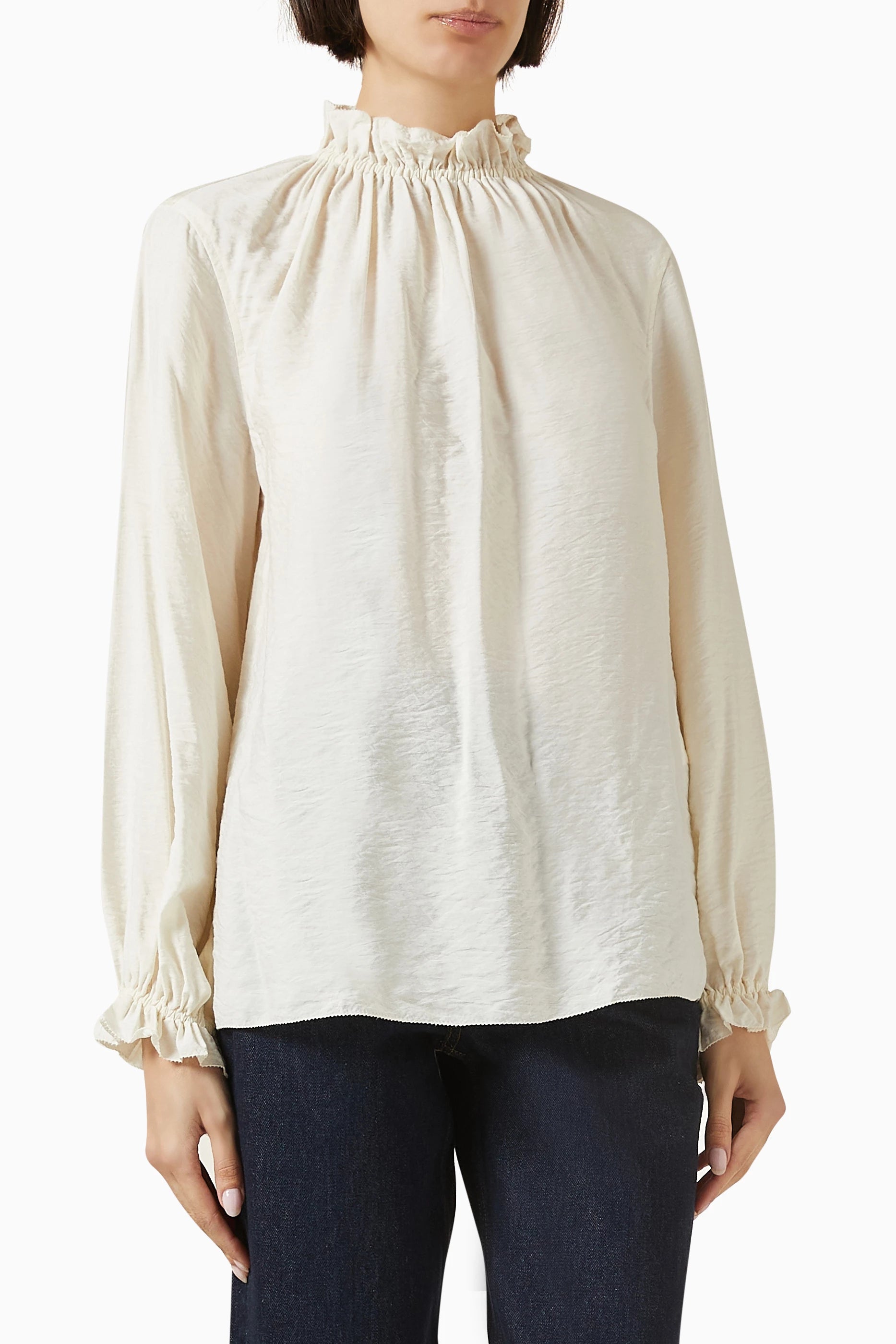 Ruffle High Neck Top