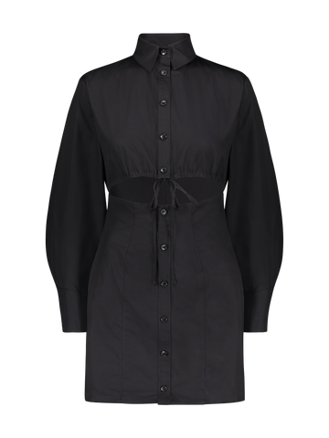 Cutout Mini Shirt Dress - Black - offe market