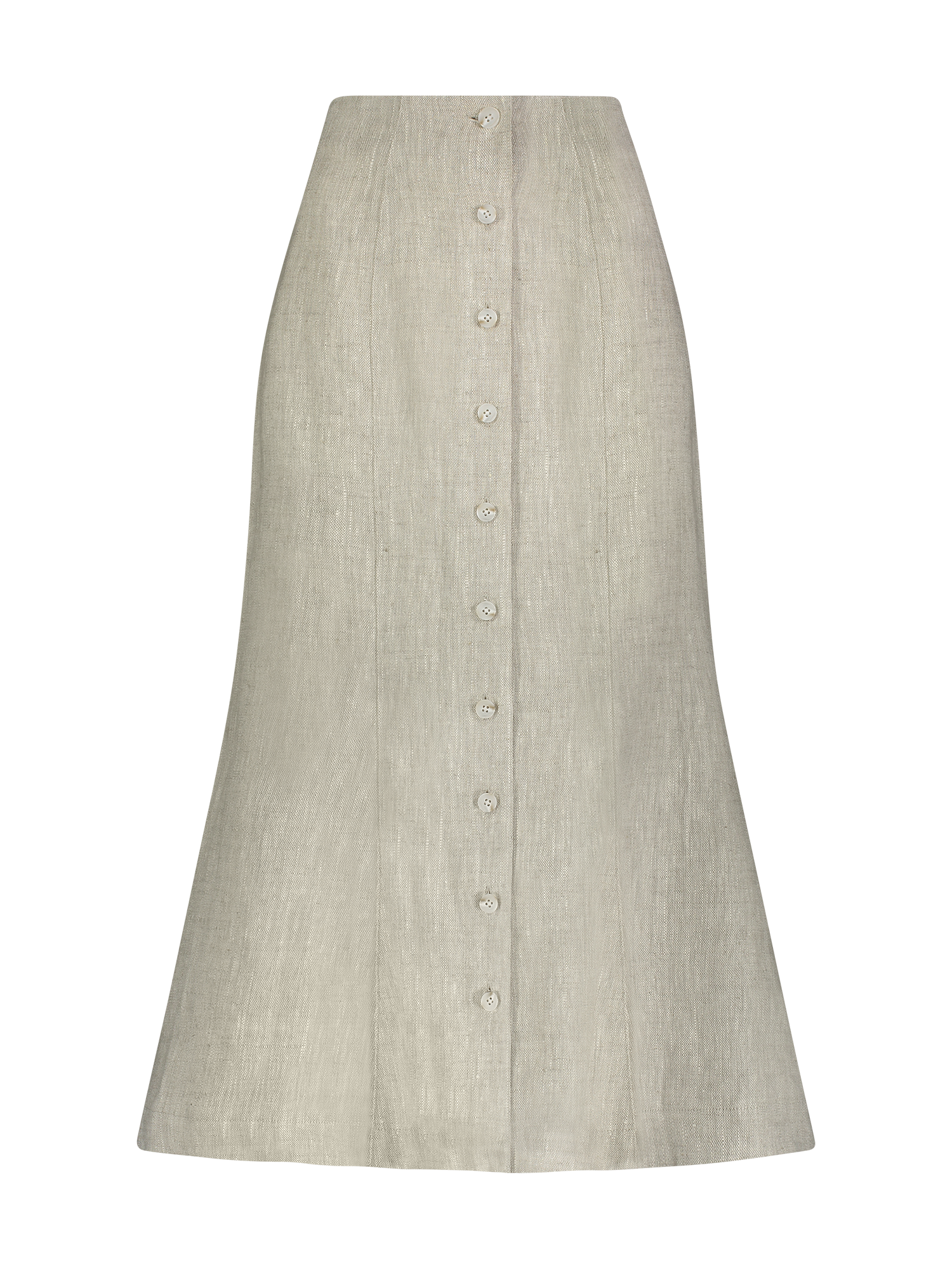 Fluted Midi Skirt - Oatmeal Linen