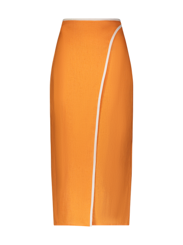 Round Wrap Midi Skirt - Orange - offe market
