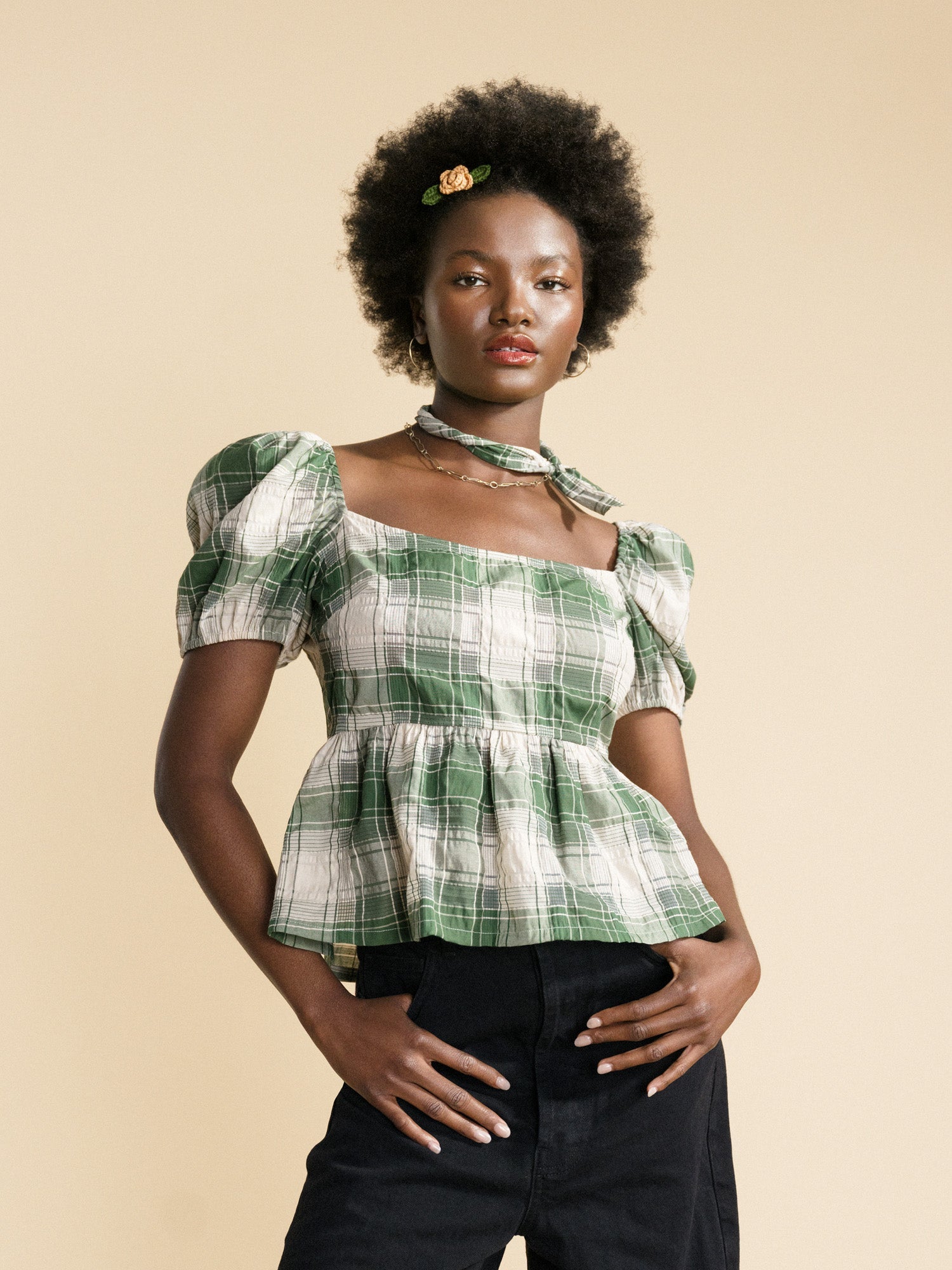 Hansel from Basel - Monet Plaid Top -
