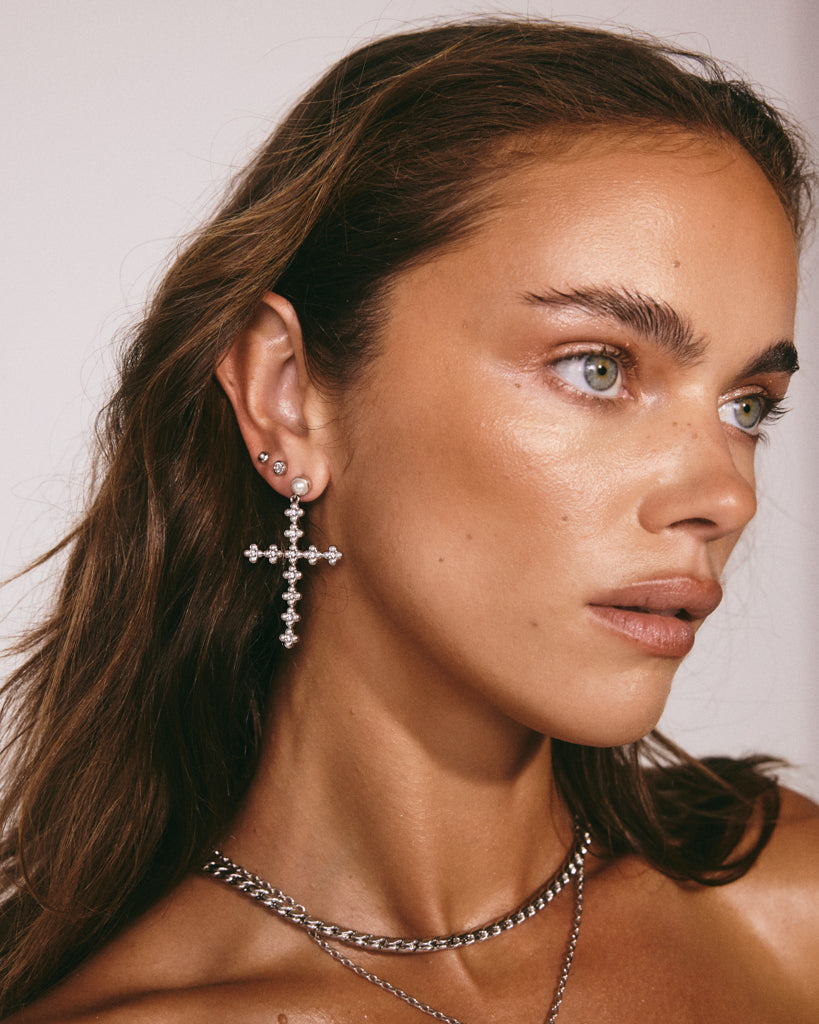 Luv Aj - The Daisy Stud Cross Earrings -