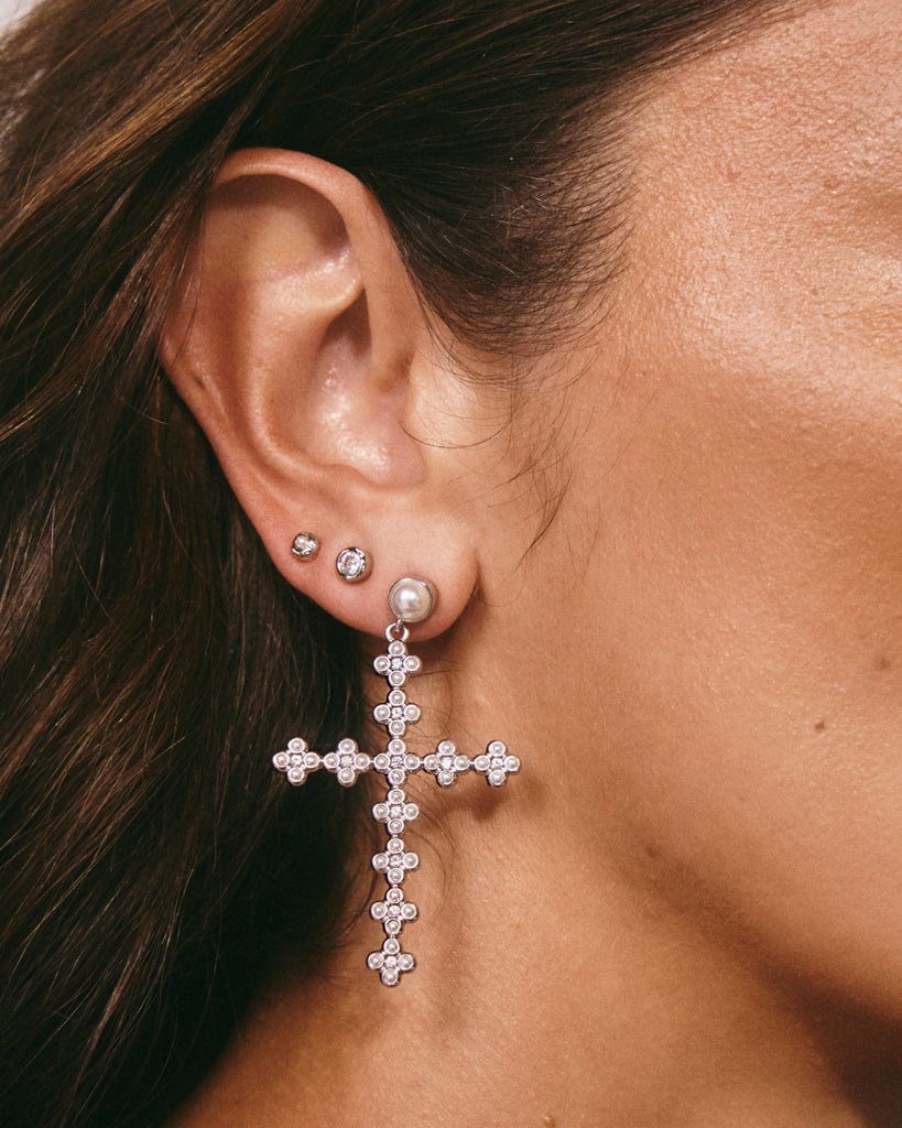 Luv Aj - The Daisy Stud Cross Earrings -