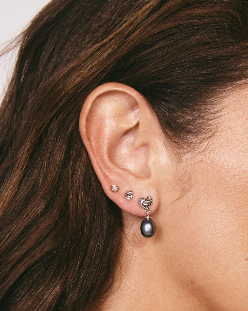Luv Aj - The Hammered Heart Pearl Studs -