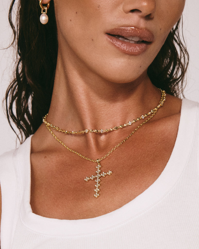 Luv Aj - The Daisy Stud Cross Necklace -