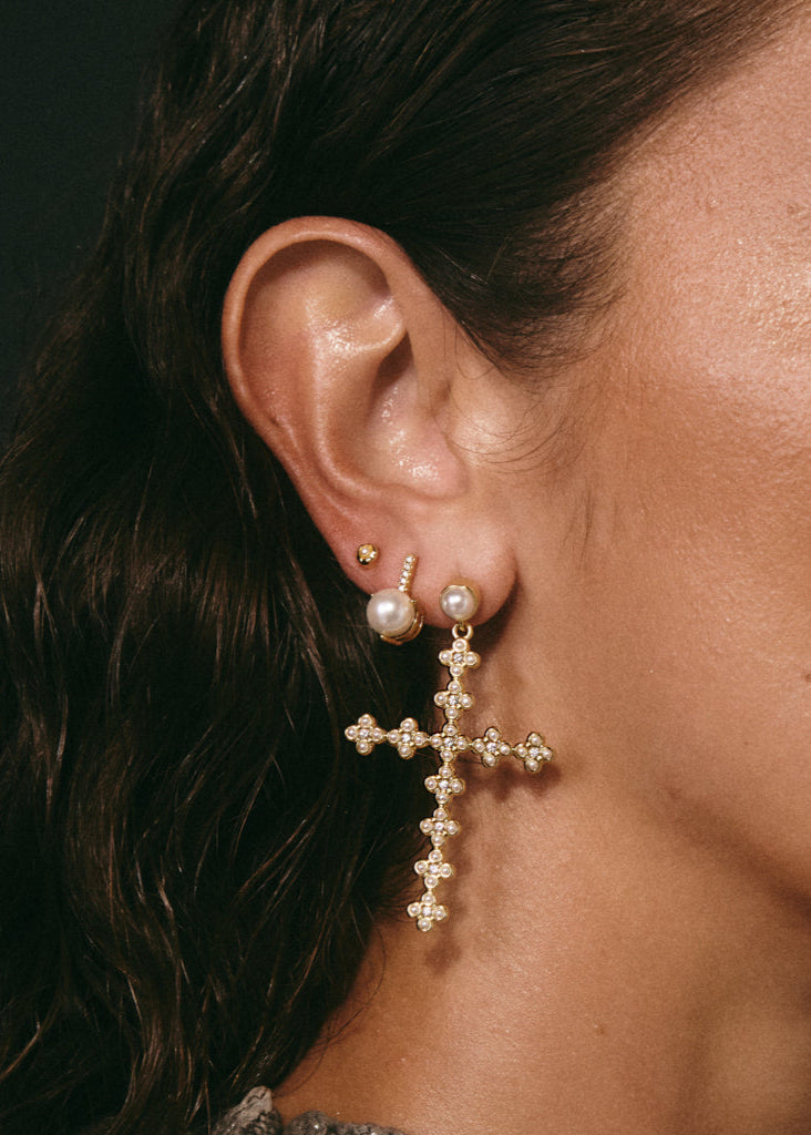 Luv Aj - The Daisy Stud Cross Earrings -