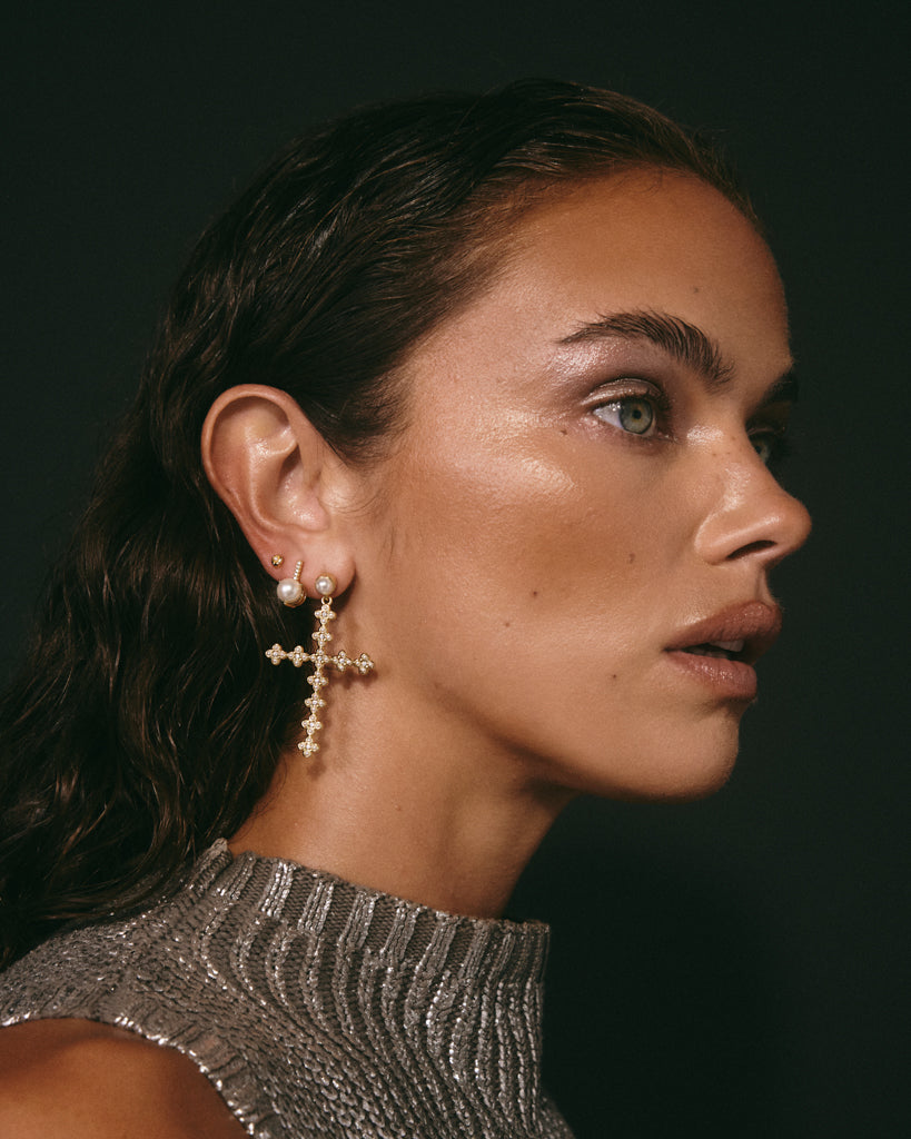 Luv Aj - The Daisy Stud Cross Earrings -