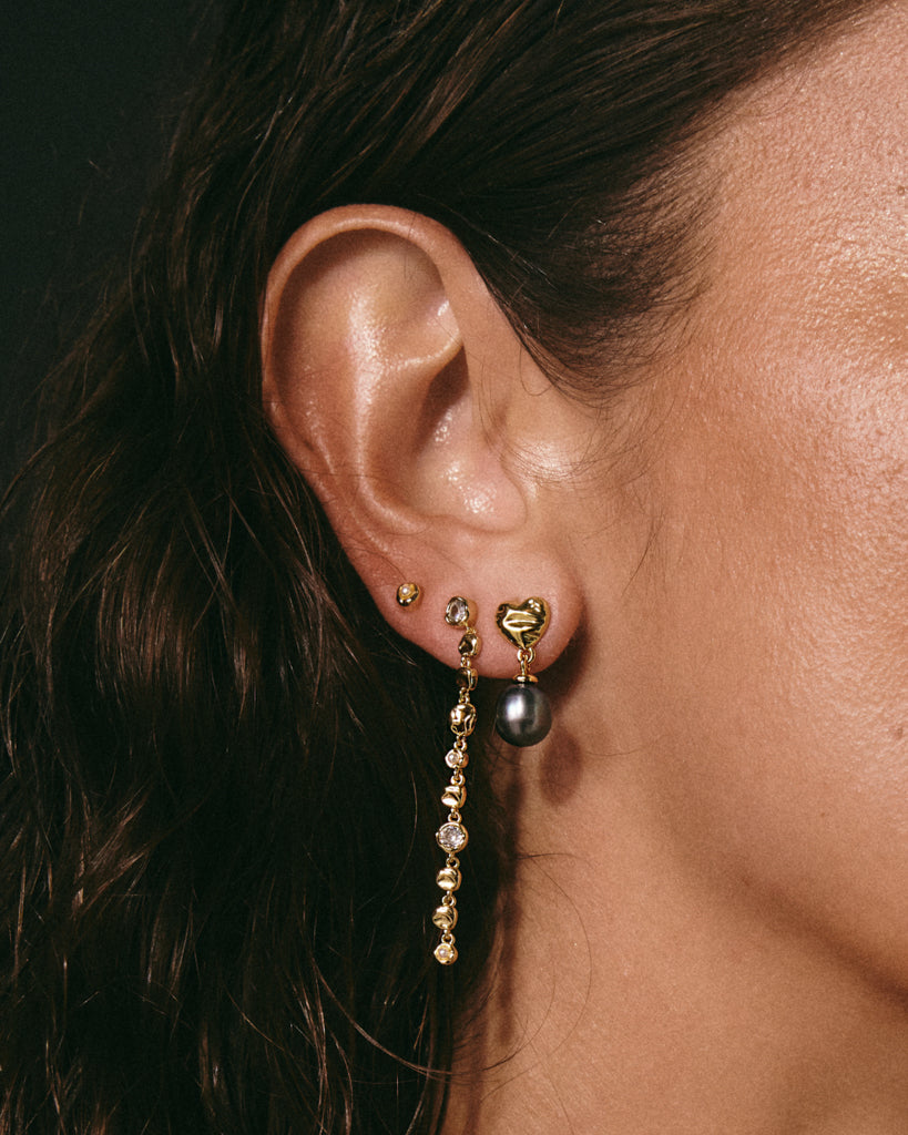 Luv Aj - The Hammered Heart Pearl Studs -