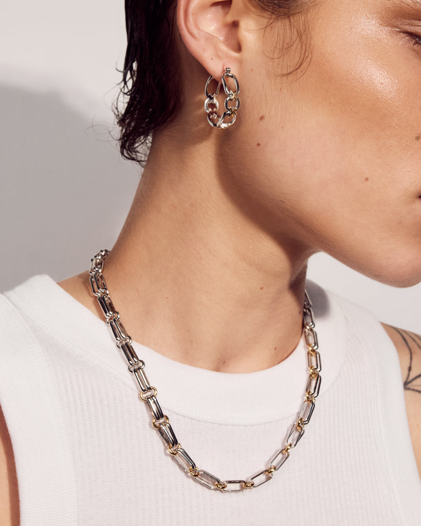 Luv Aj - Two-Tone Chain Hoops -