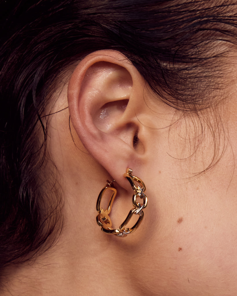Luv Aj - Two-Tone Chain Hoops -
