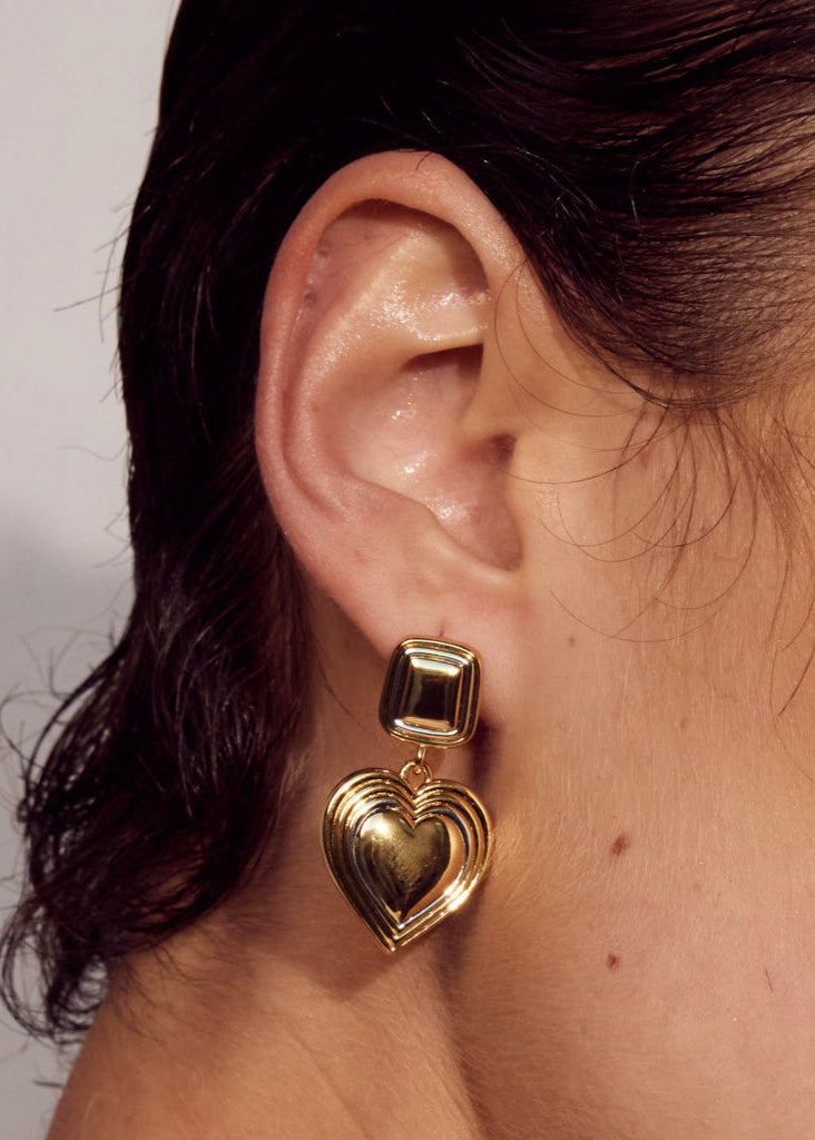 Luv Aj - Two-Tone Heart Earrings -