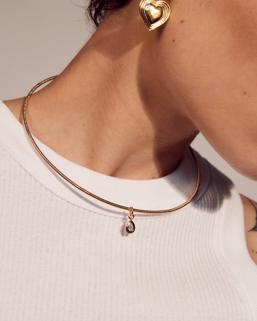 Luv Aj - Pear Charm Snake Chain Necklace -