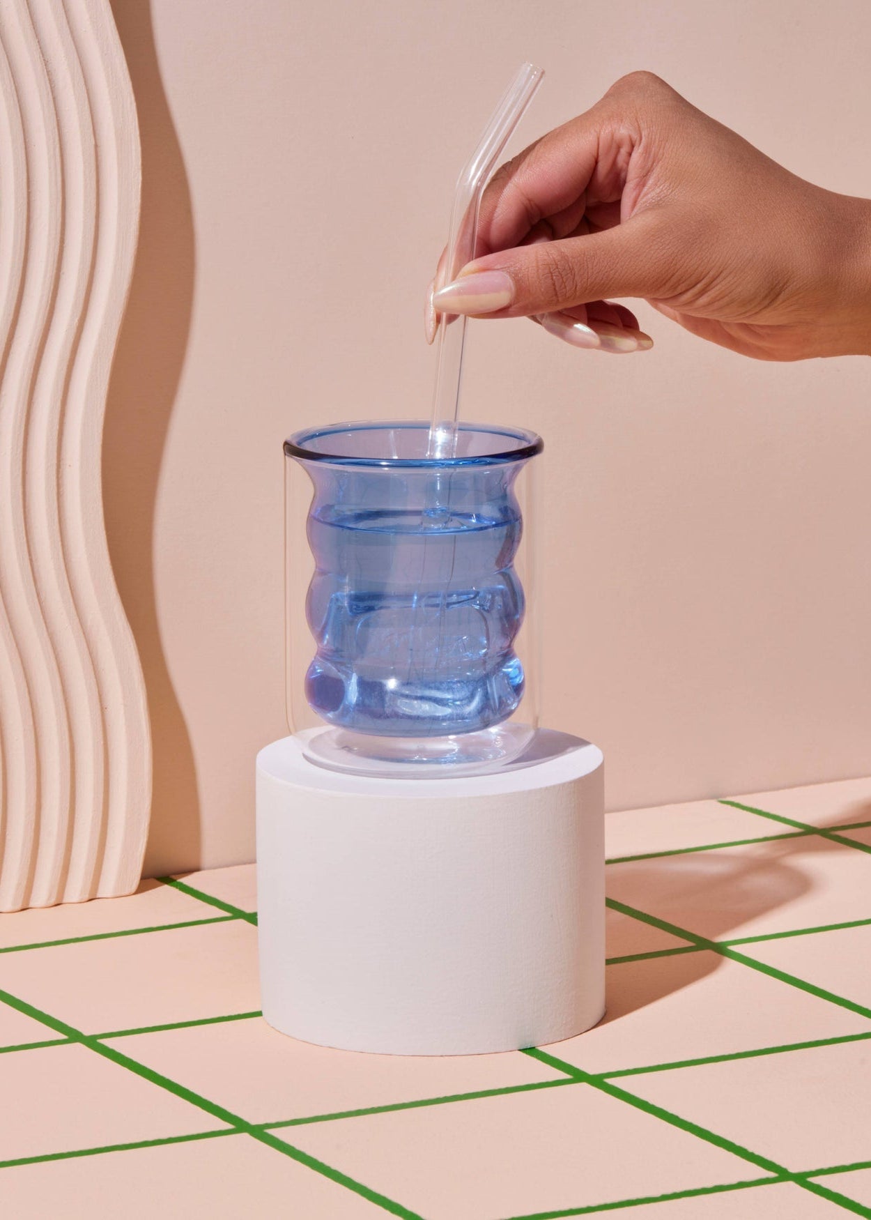 Poketo - Double Wall Groovy Cup - Blue -