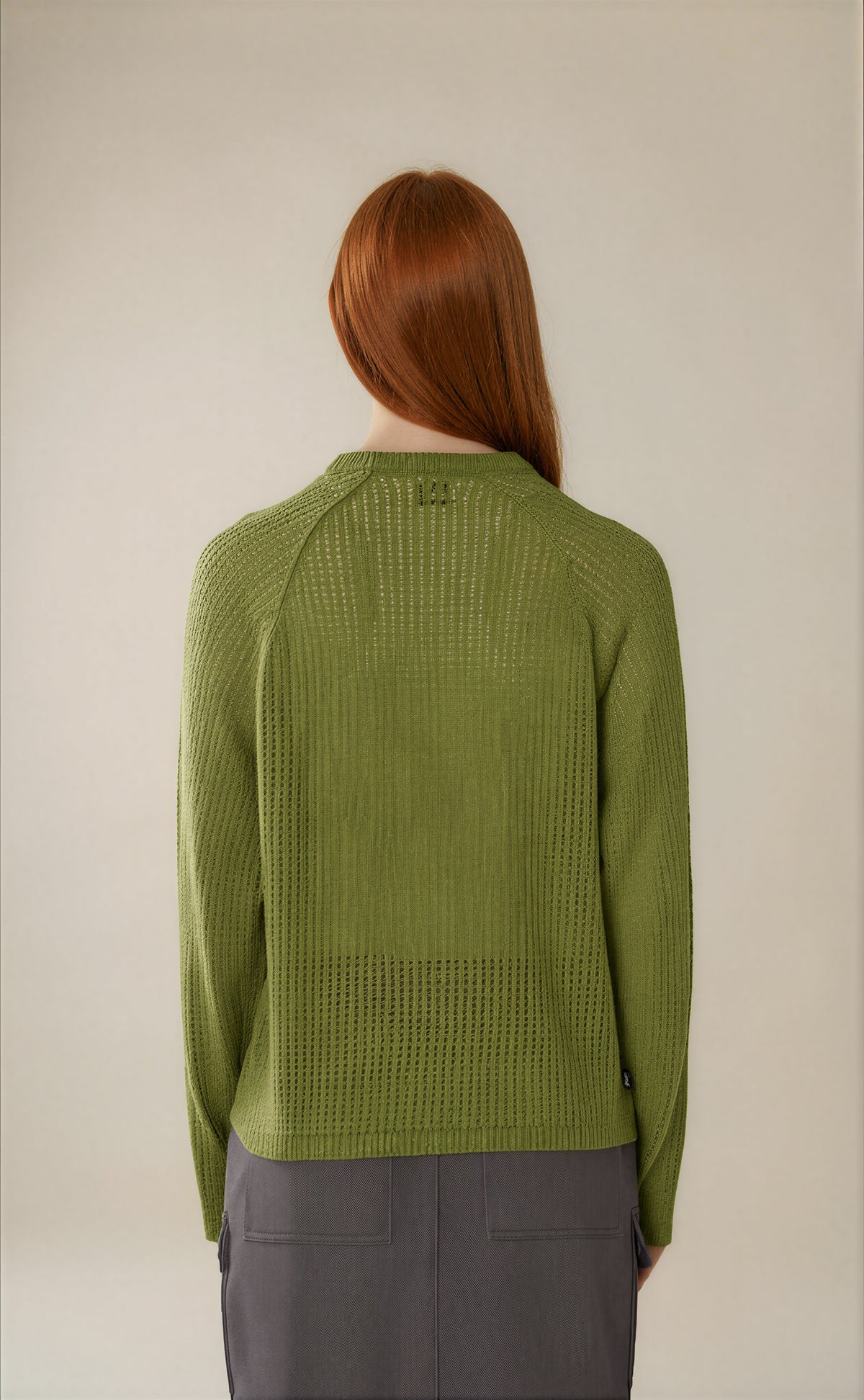 Obey - Talia Open Knit Raglan - Pesto -