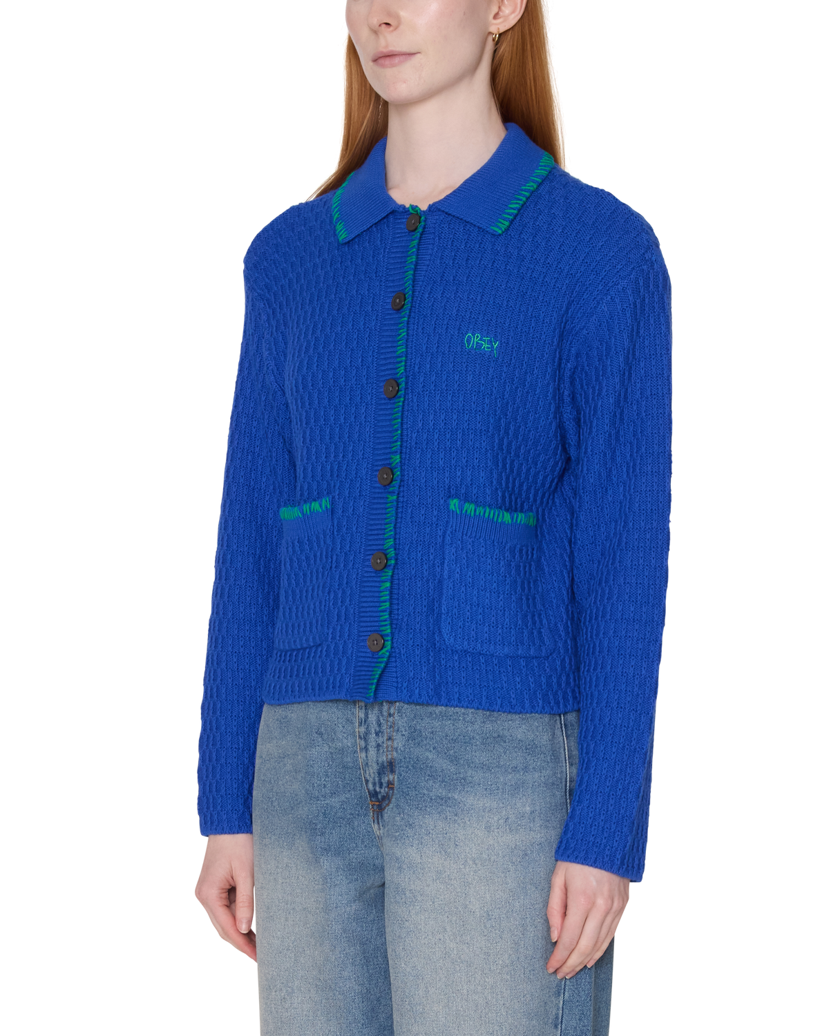 Obey - Amelie Button Down Sweater - Blue -