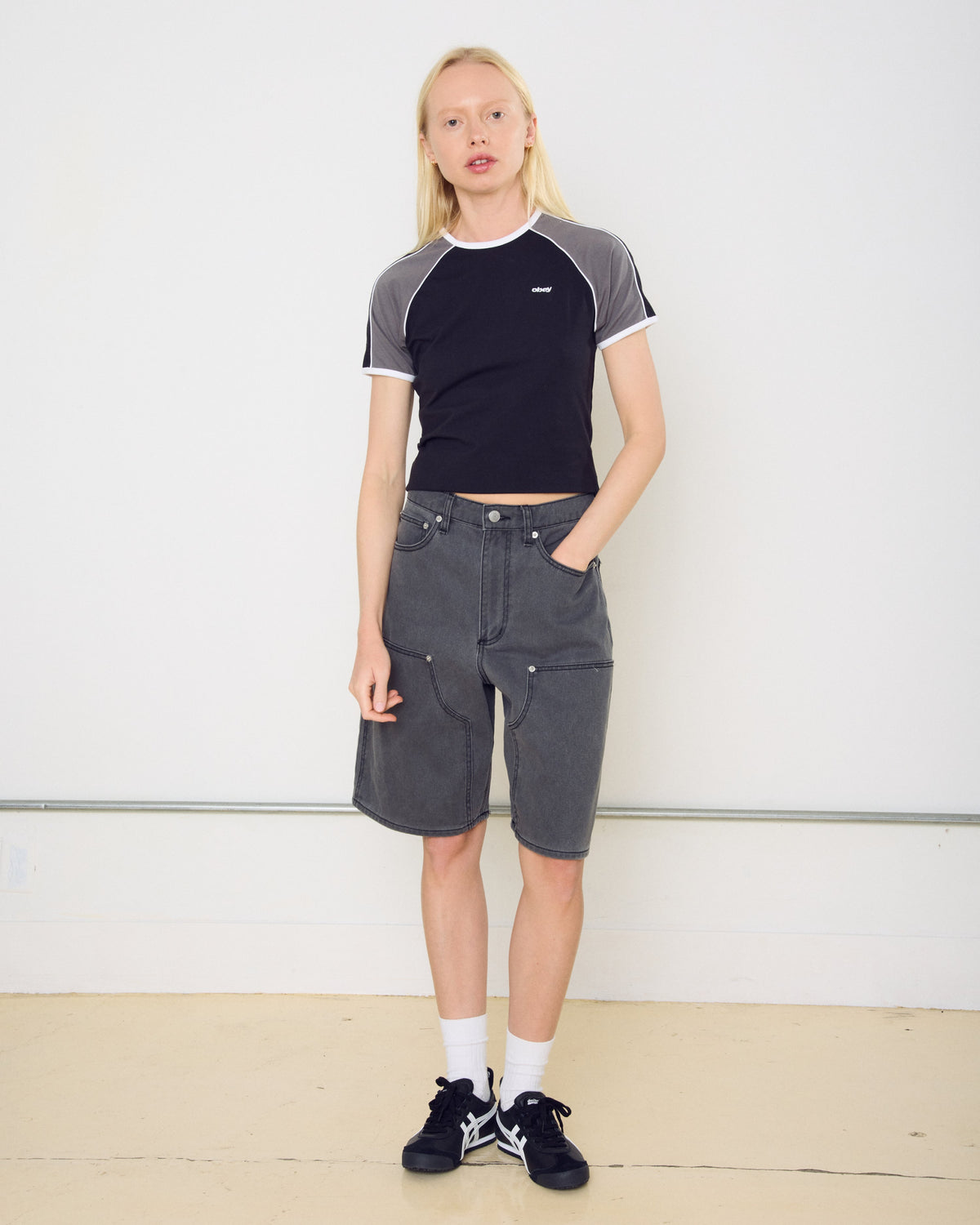 Obey - Shift Panel Short - Charcoal Faded Wash -