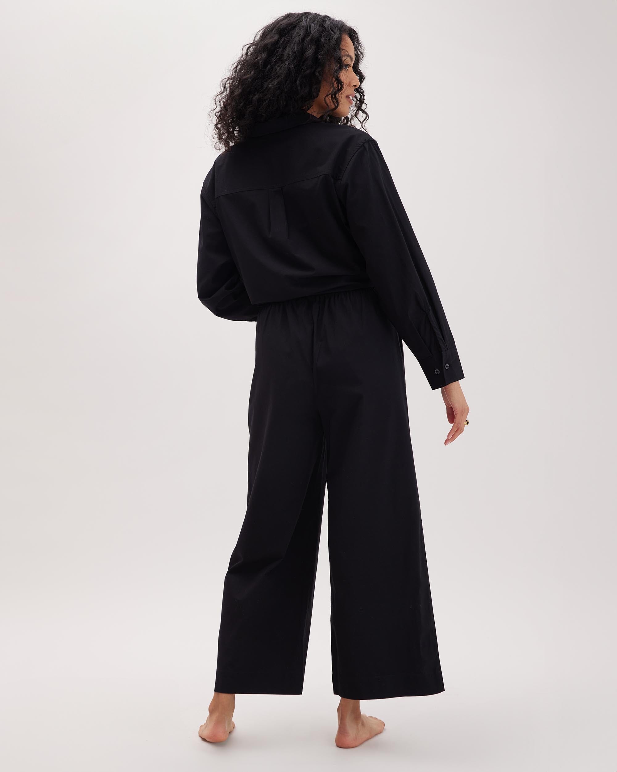 Andie Swim - Womens Venice Drawstring Pant - Cotton Rayon Woven - Black -