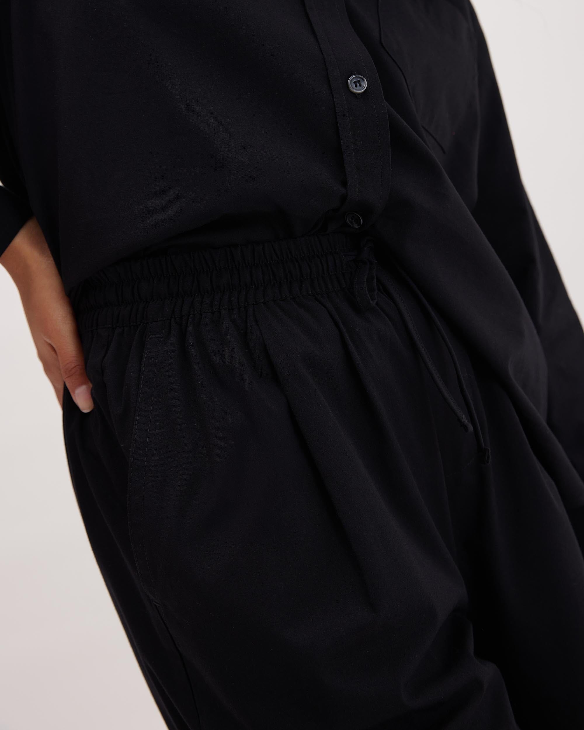 Andie Swim - Womens Venice Drawstring Pant - Cotton Rayon Woven - Black -
