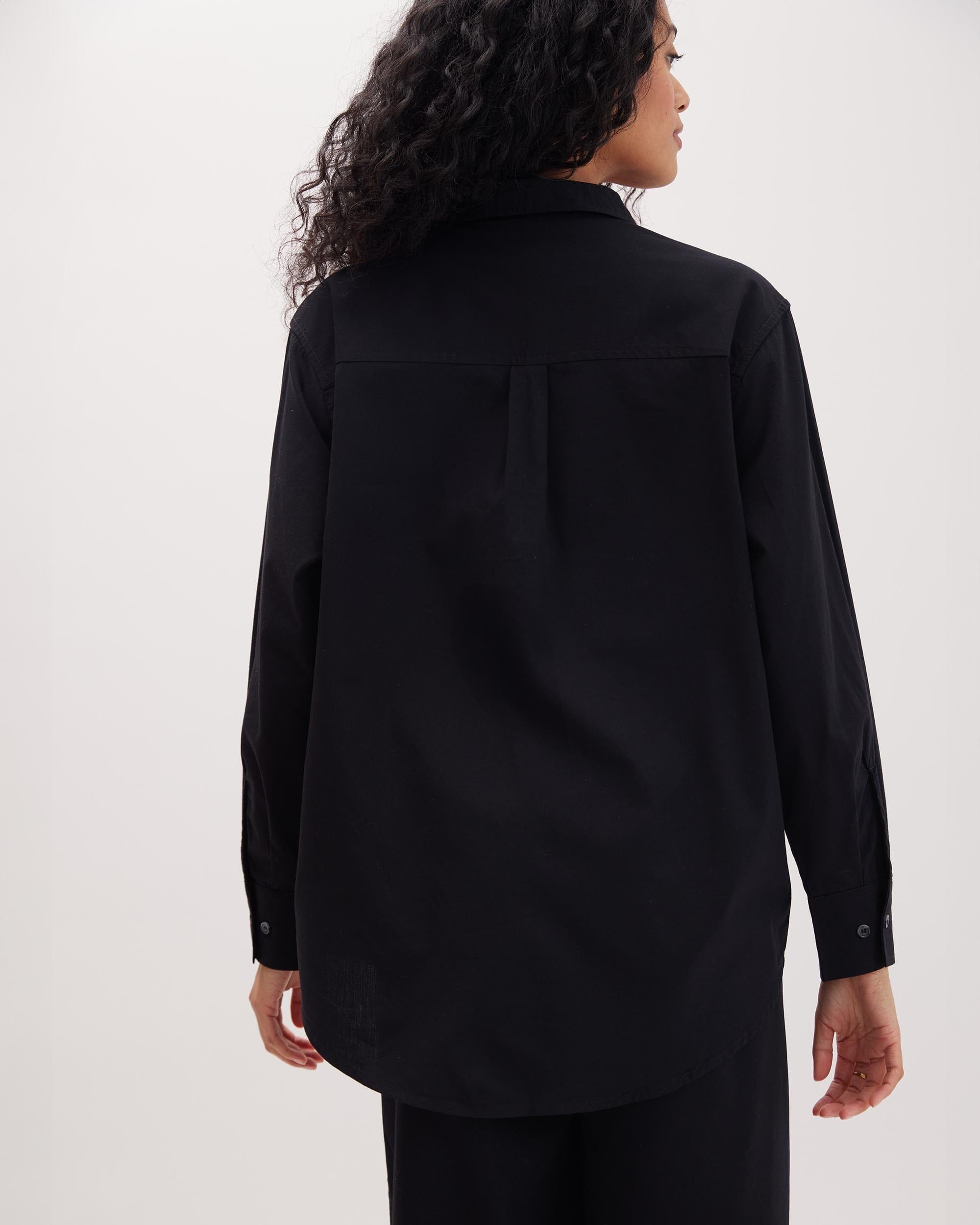 Andie Swim - Womens Venice Button Up Shirt - Cotton Rayon Woven - Black -