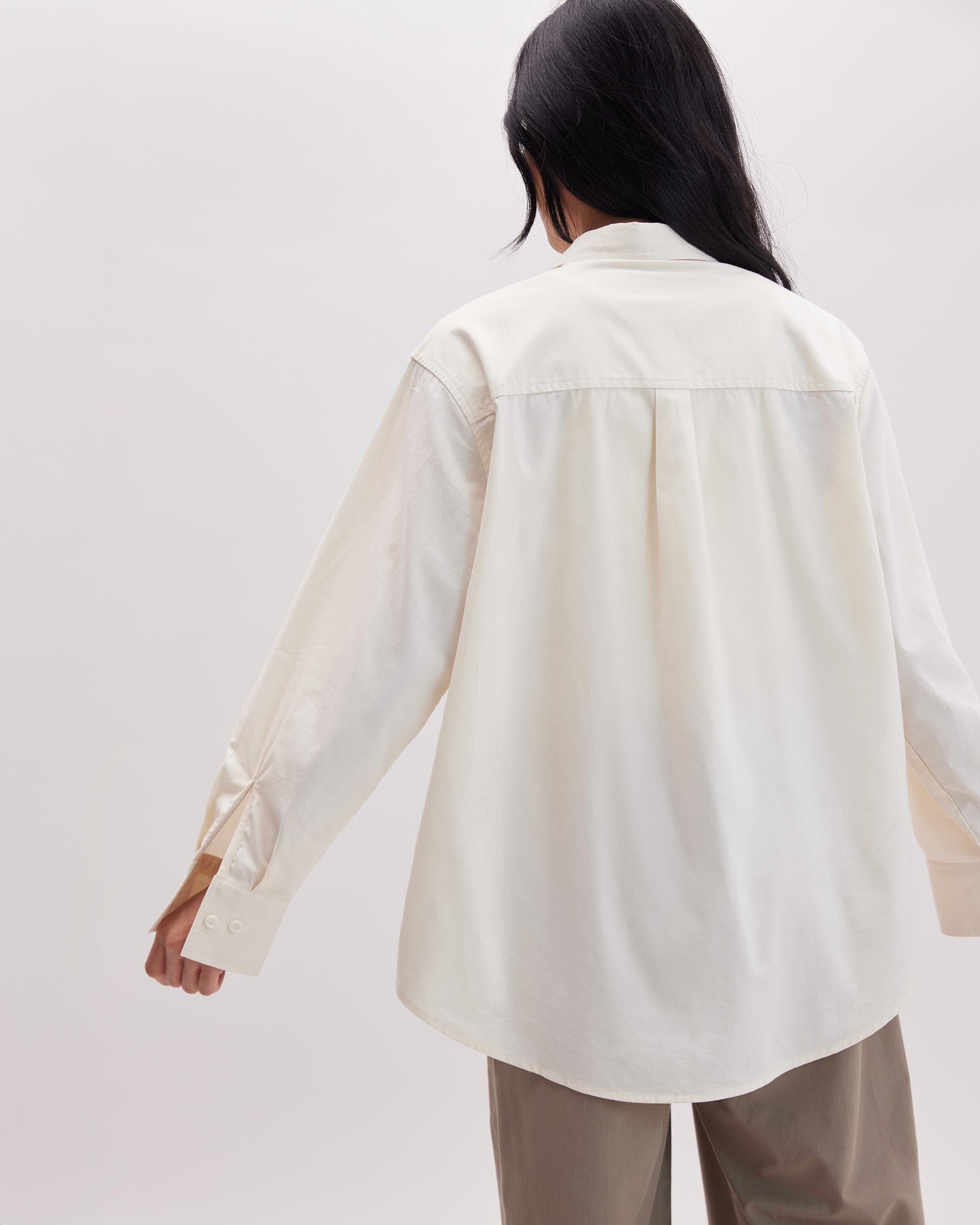 Andie Swim - Womens Venice Button Up Shirt - Cotton Rayon Woven - Bone -