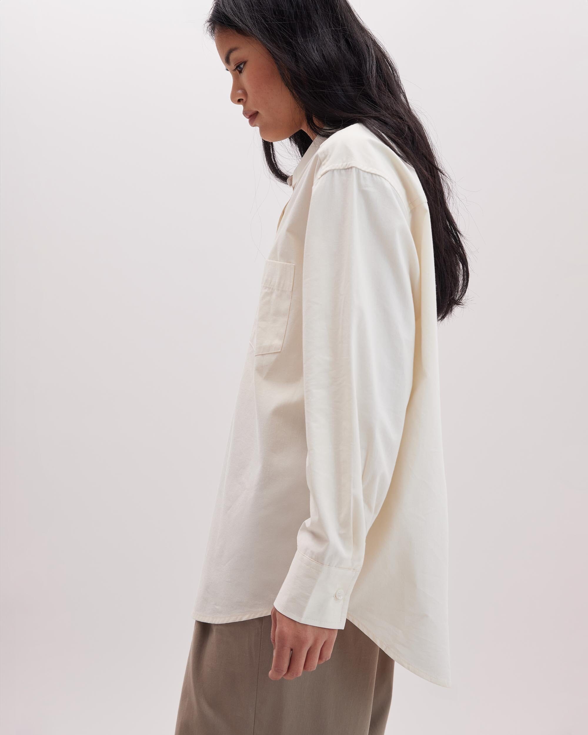 Andie Swim - Womens Venice Button Up Shirt - Cotton Rayon Woven - Bone -