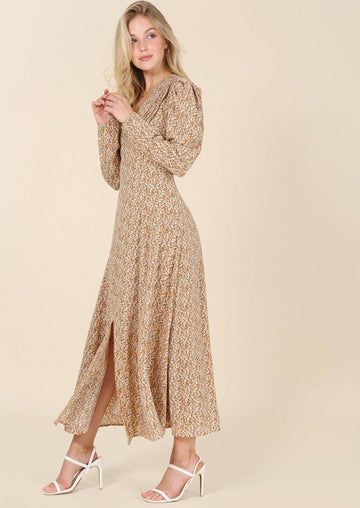 Golden Floral Maxi Dress - offe market