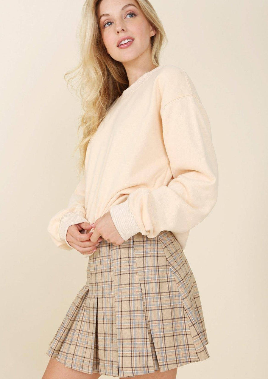 Pleated Mini Skirt - Plaid - offe market