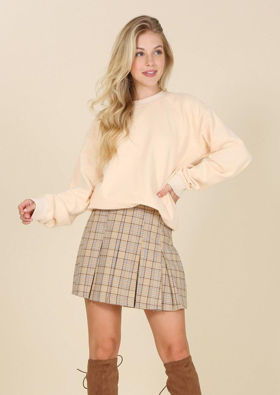 Pleated Mini Skirt - Plaid - offe market