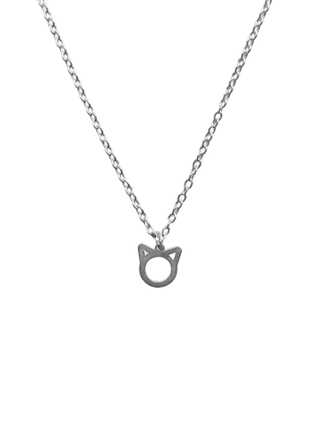 Kitten Charm Necklace - Silver - offe market
