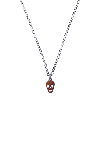 Skull Charm Necklace - Silver/Rose Vermeil - offe market