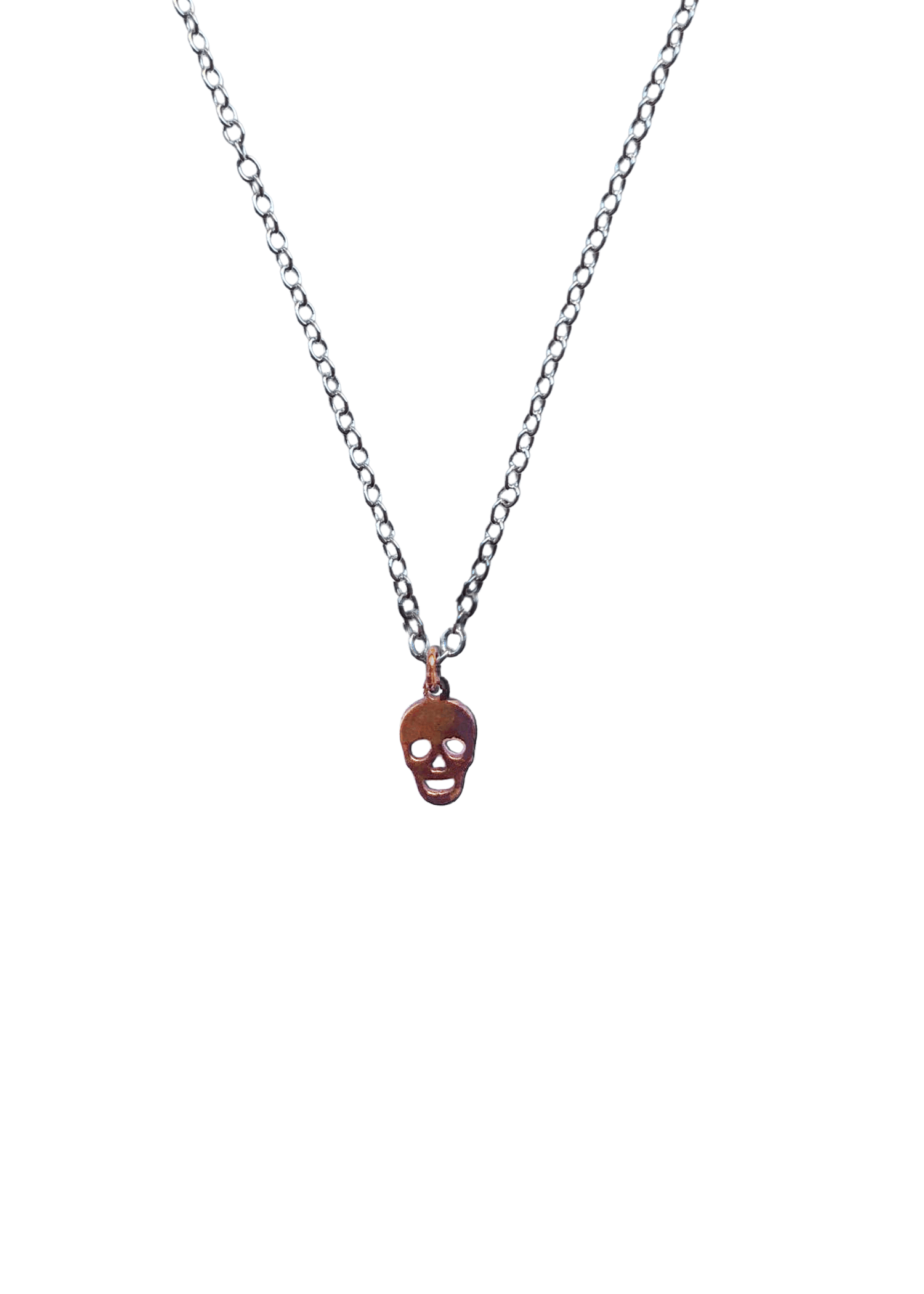 Skull Charm Necklace - Silver/Rose Vermeil - offe market